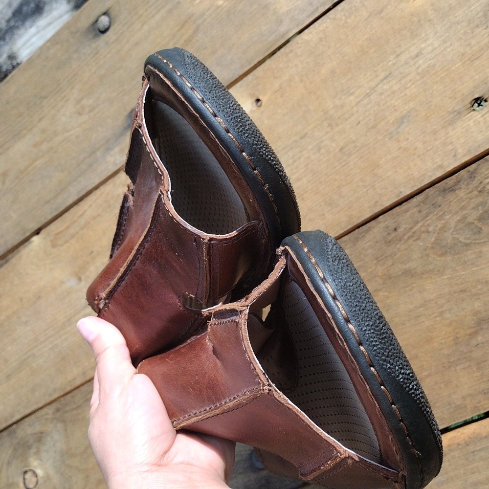 Born Men's Brown Leather Sandals Slip On Slides Size 10 - Picture 5 of 8